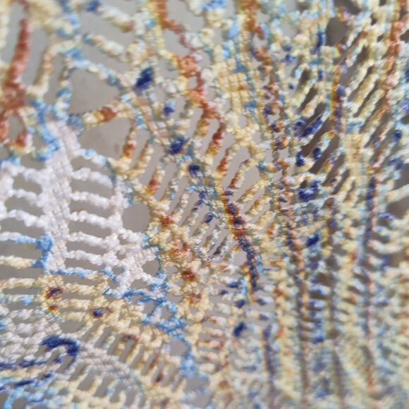 REBA Boho Embellished Rhinestone Deco Pattern Lace Knit Semi Sheer Maxi Dress M - Picture 10 of 13